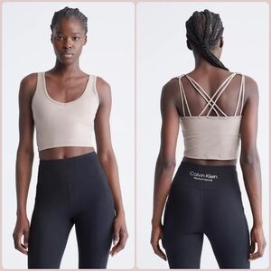 Calvin Klein Women's Padded Strappy Low-Impact Sports Bra | Tan | NEW/NWT!💪🏼🏋️